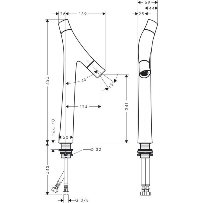 Смеситель для раковины Starck Organic Axor, шлифованный никель арт. 12013820