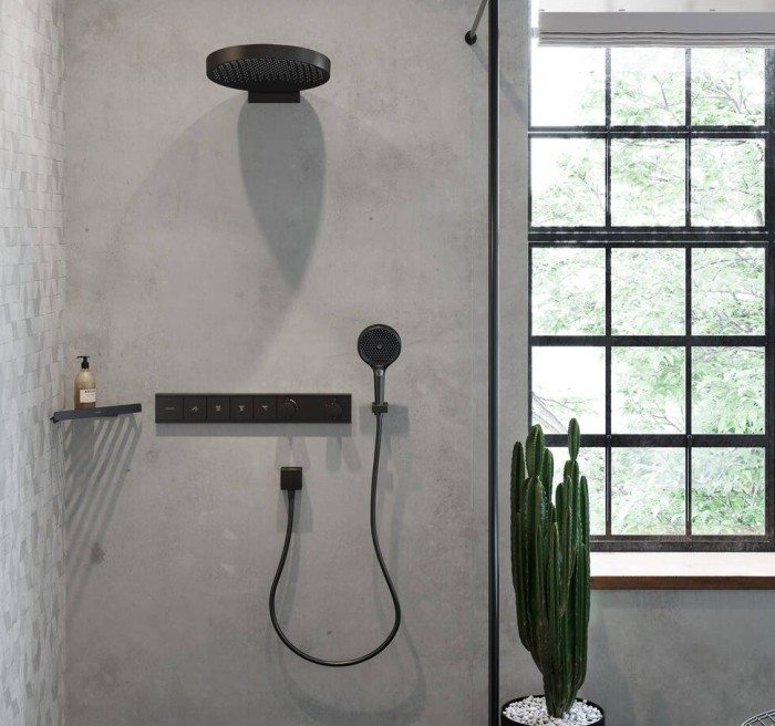 Верхний душ с настенным креплением скрытого монтажа Rainfinity Hansgrohe, черный арт. 26234670