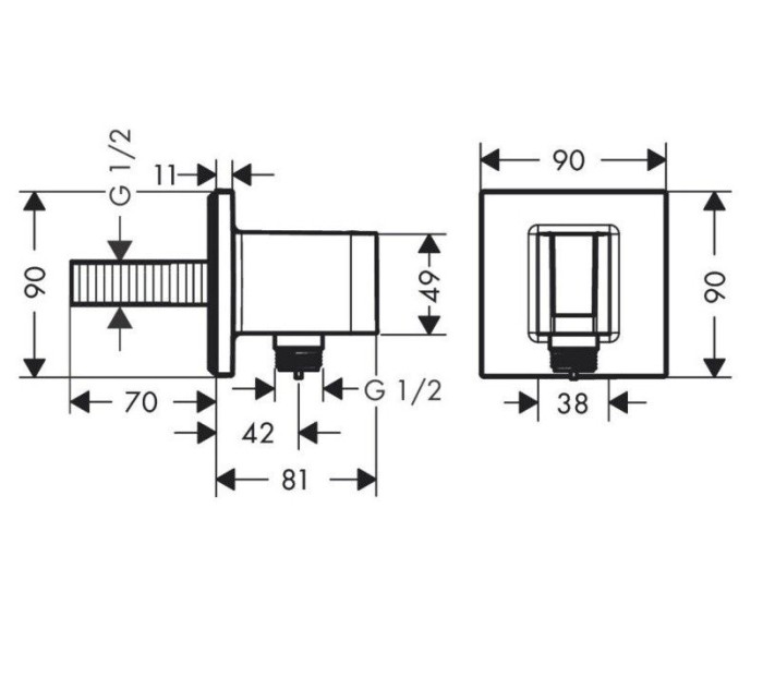 Шланговое подключение E с держателем для душа FixFit E Hansgrohe, золото арт. 26889990