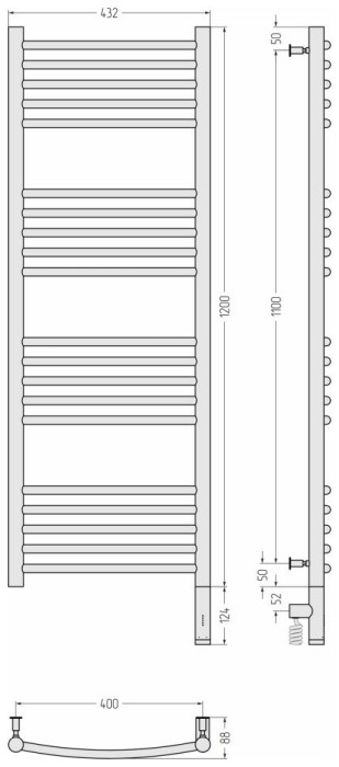 Сунержа Электрический полотенцесушитель 1200x400, Богема 3.0, 03-5803-1240 цвет: золото