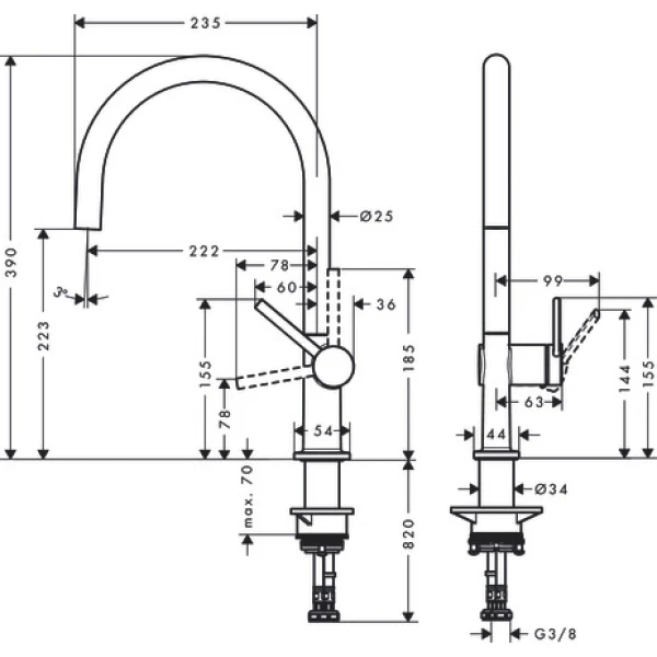 Смеситель для кухни, Hansgrohe Talis M54, черный арт. 72804670