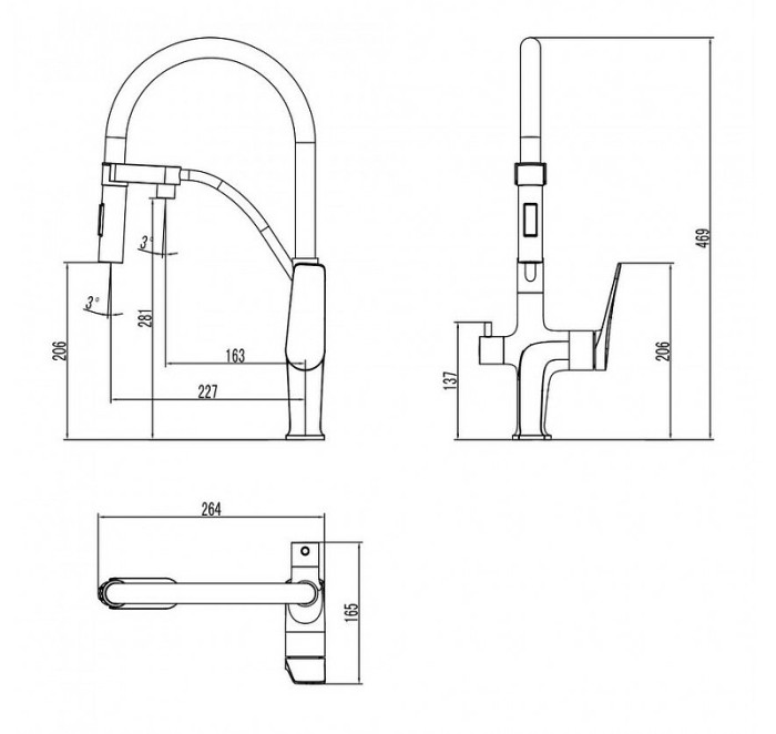 Смеситель для кухни Lemark Bronx LM3761BLR, цвет: черный/золото