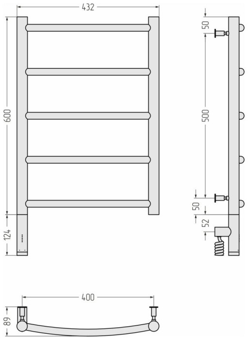 Сунержа Электрический полотенцесушитель 1200x600, Галант 3.0, 071-5800-6040 цвет: сатин