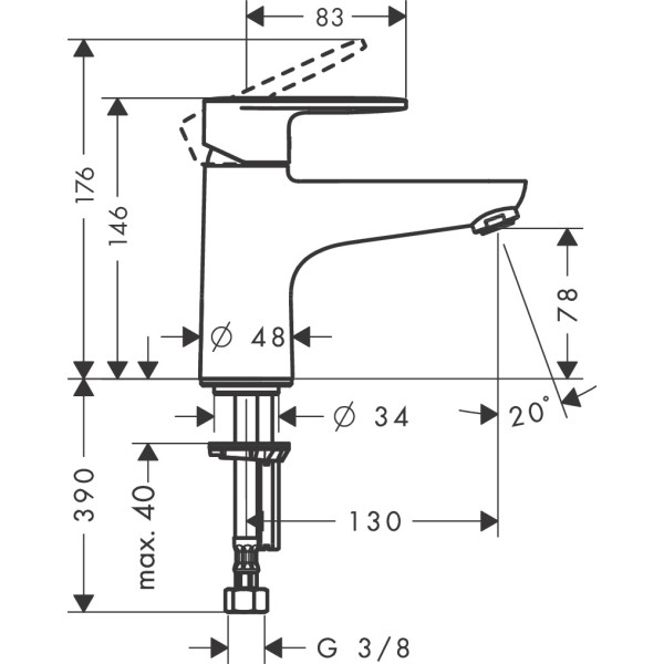 Смеситель для ванны Monotrou, Hansgrohe Vernis Blend, хром арт. 71443000