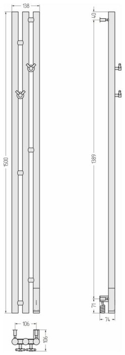 Сунержа Электрический полотенцесушитель 1200x500, Терция 3.0, 03-5845-1511 цвет: золото