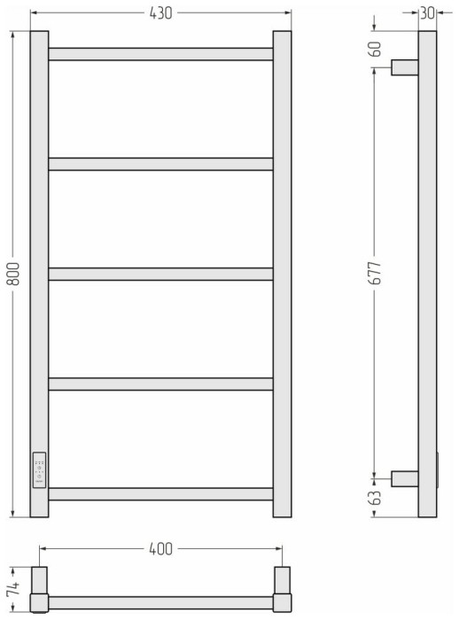 Стилье Электрический полотенцесушитель 1000x300, Формат 26, 31527-8040 цвет: матовый чёрный