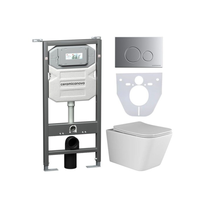Инсталляция с кнопкой унитаз+шумоизоляция Ceramicanova Metric арт. CN3007_1001M_1000