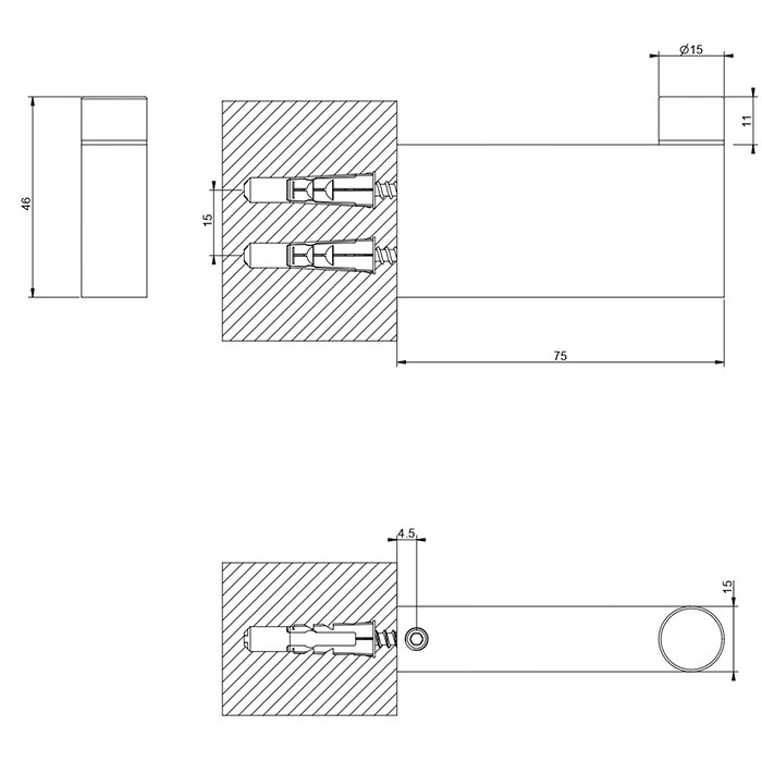 Крючок, подвесной, Gessi Origini, black metal brushed pvd арт. 66523#707