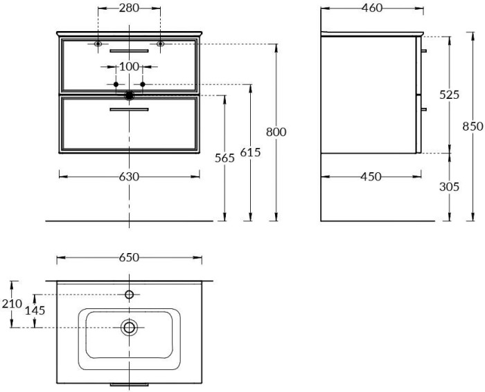 Тумба подвесная 65 см, 2 ящика, Piano classic Kerama Marazzi, белый - PIA.CL.65\WHT.M