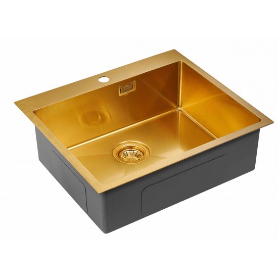 Мойка для кухни нержавеющая 590х510мм Paulmark ISAR, брашированное золото - PM805951-BG