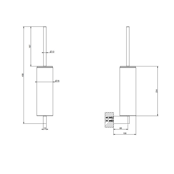 Туалетный ёршик, подвесной, Gessi Origini, белый/black metal brushed pvd арт. 66419#707