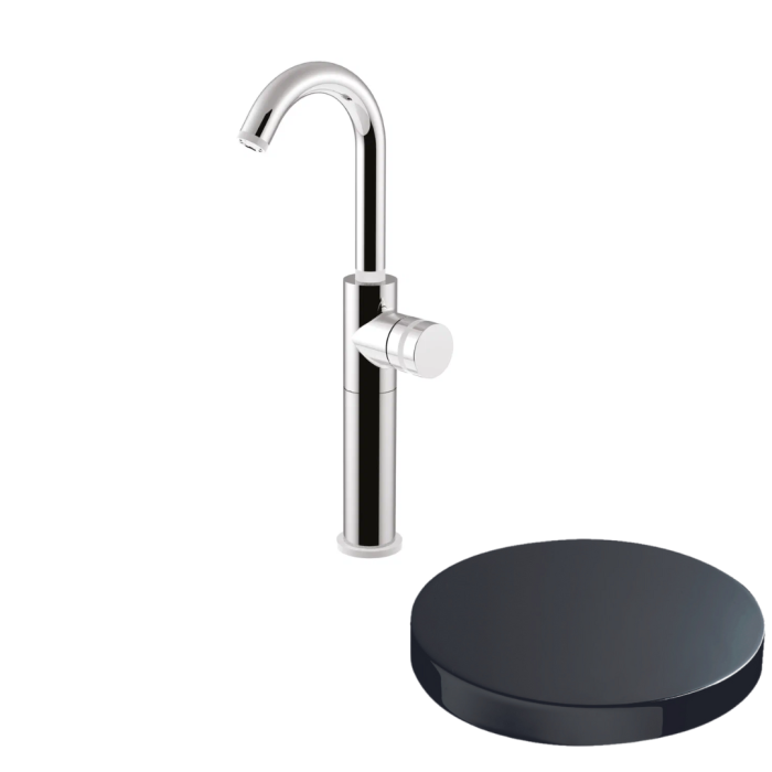 Смеситель для раковины, поворотный излив, однорычажный, Giulini My ring, хром черный глянц арт. MR0085H/SCCRN