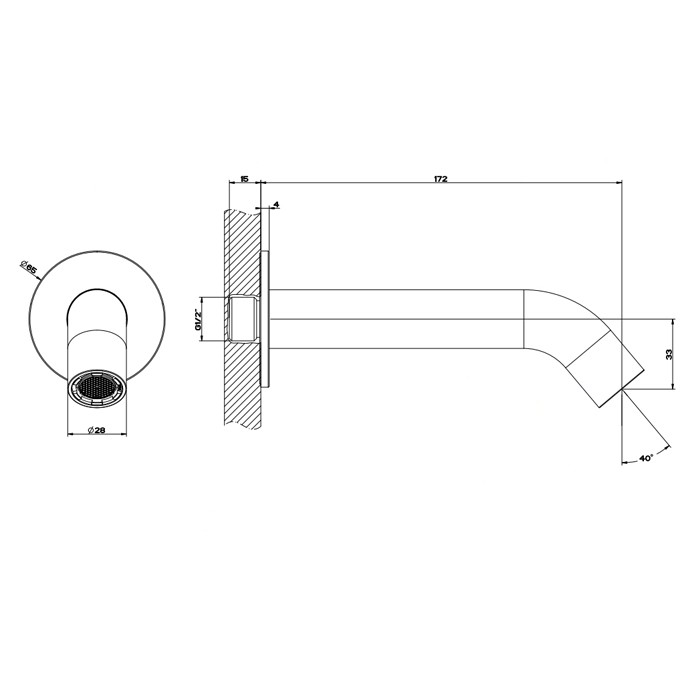 Излив для ванны с удаленным управлением, Gessi Bath316, шлифованная сталь арт. 54008#239