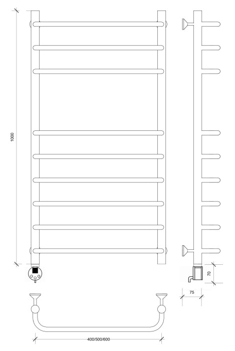 Полотенцесушитель электрический 100x60 Мерида 5 Secado арт. 4673739237038