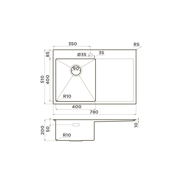 Кухонная мойка Omoikiri Akisame 78-L-IN нерж. сталь, цвет нержавеющая сталь арт. 4973060