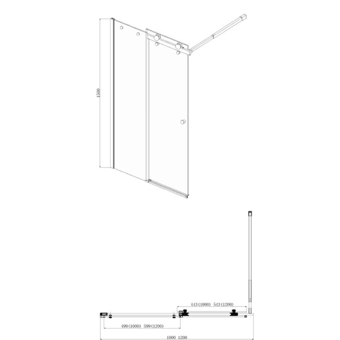 Шторка для ванны CARLEON 1000х1500 раздвижная, прозрачное стекло 6 мм, цвет профиля хром  Preston, Azario арт. AZ-NKB6121 1000