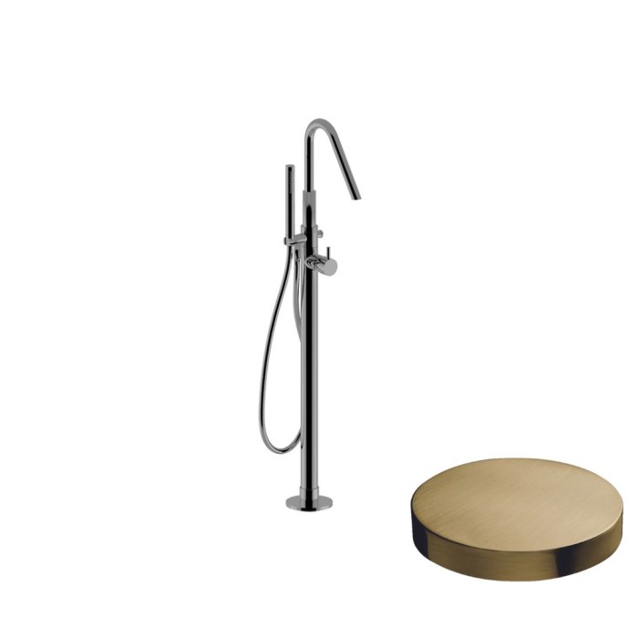 Внешняя часть для смесителя для ванны отдельностоящий, излив, ручной душ, Giulini My future, золото брашированное арт. 5992EPOSP