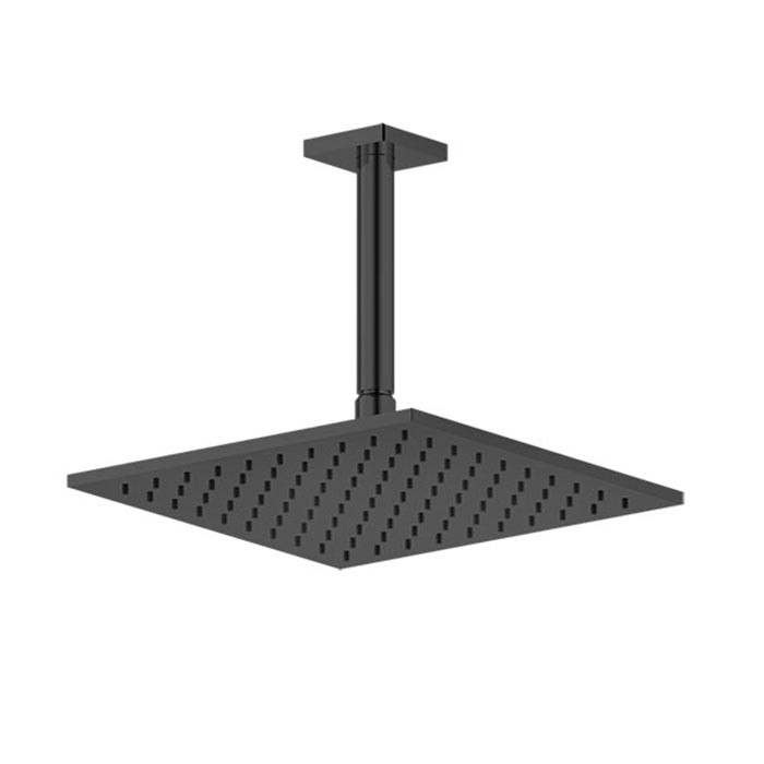 Потолочная душевая головка на 1/2" 250x250 мм, длина изгот. под заказ (105 - 1855 мм), Gessi Rilievo, nero xl арт. 59159#299