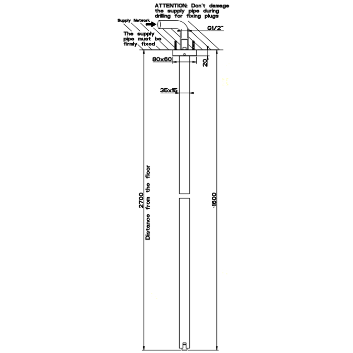 Излив потолочный, для монтажа с удаленным управлением (не входит в комплект), Gessi Rettangolo, хром арт. 20099#031