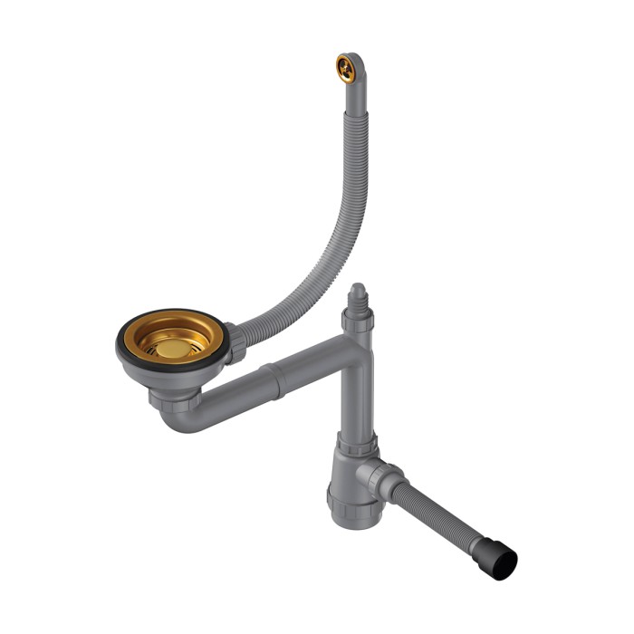 Сифон для одночашевых моек с круглым переливом Omoikiri WK-1-R-AB022, 4956487 цвет: латунь