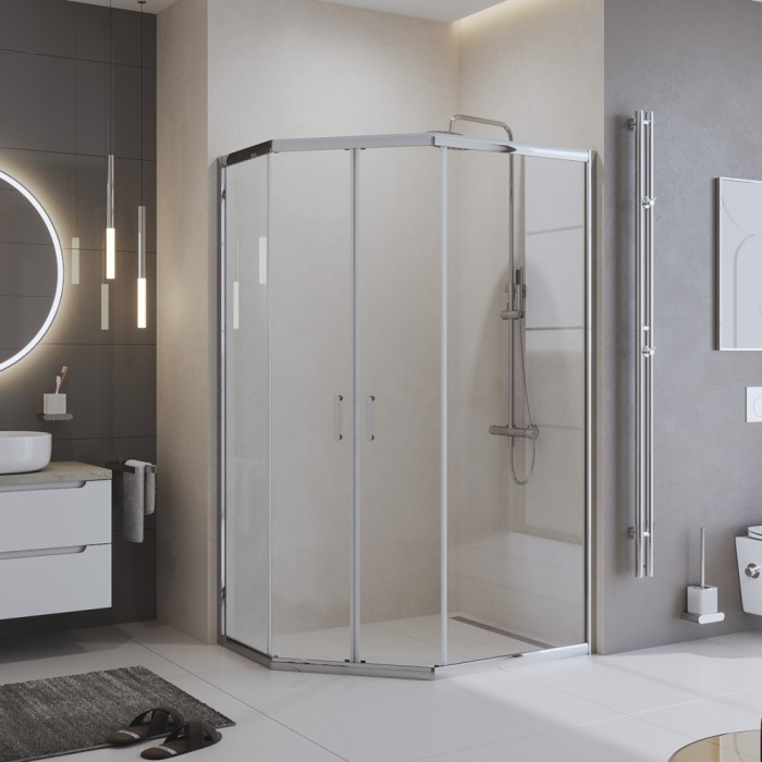Душевой уголок 120x195 BelBagno, глянцевый хром, Uno-195 арт. UNO-195-PH-2-120/90-C-Cr