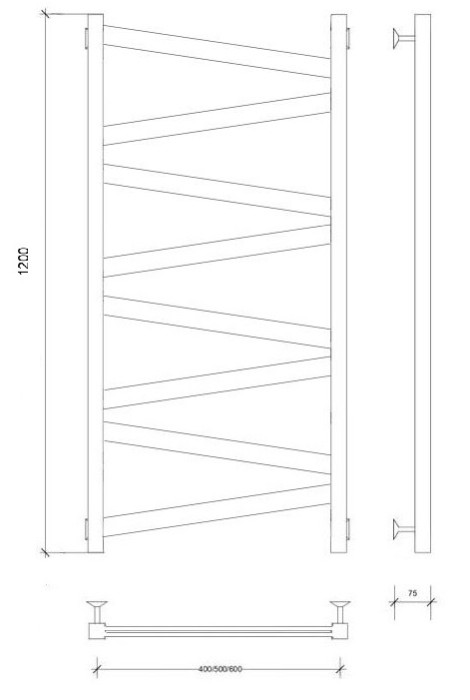 Полотенцесушитель водяной 120x60 Мирано плюс (черный) Secado арт. 4673739246795