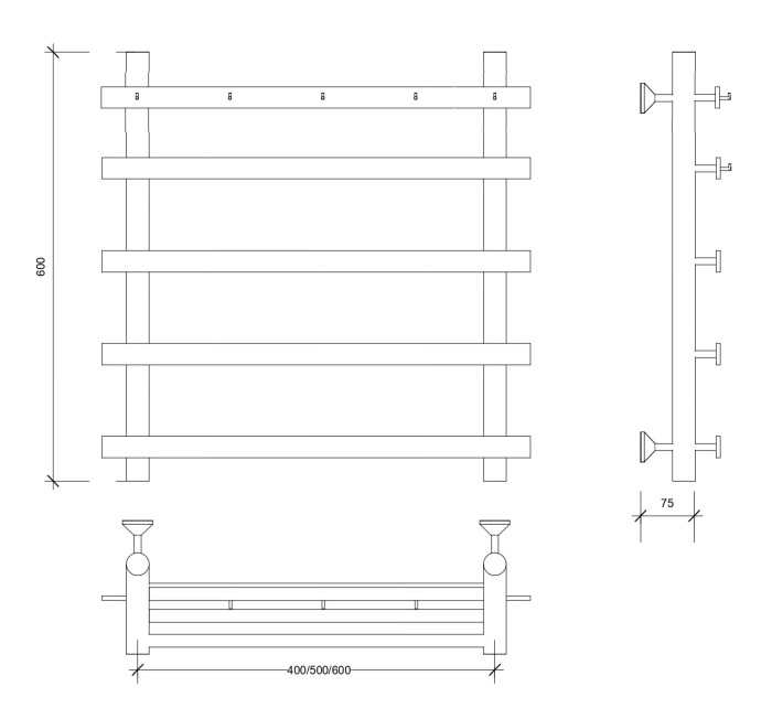 Полотенцесушитель водяной 60x40 Понтида 1 К (хром) Secado арт. 4603777474409