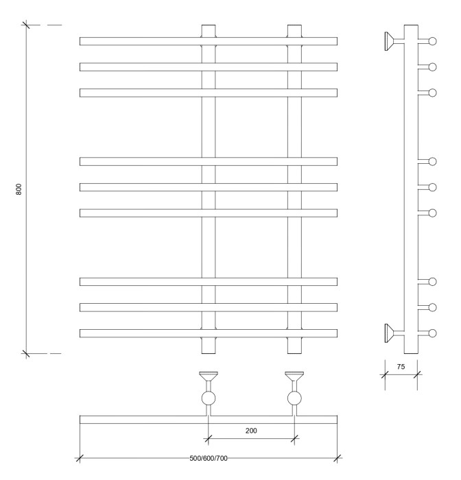 Полотенцесушитель водяной 80x20x50 Турин 3 (хром) Secado арт. 4603759404127