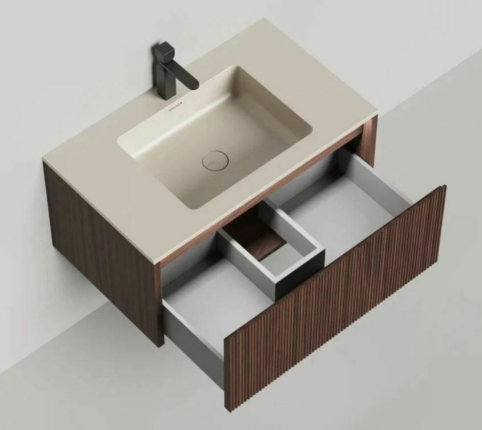 Подвесная тумба domino 800, шпон, onda plus, фрезерованный, Salini арт. 27D208ONF