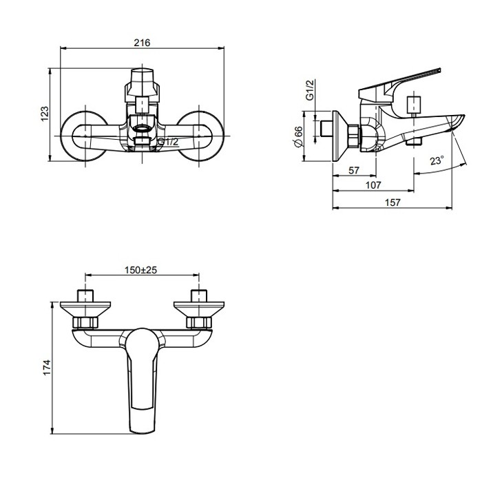 Fima Carlo Frattini Смеситель к борту ванны без излива, Serie 4, F3764/1CR цвет: хром