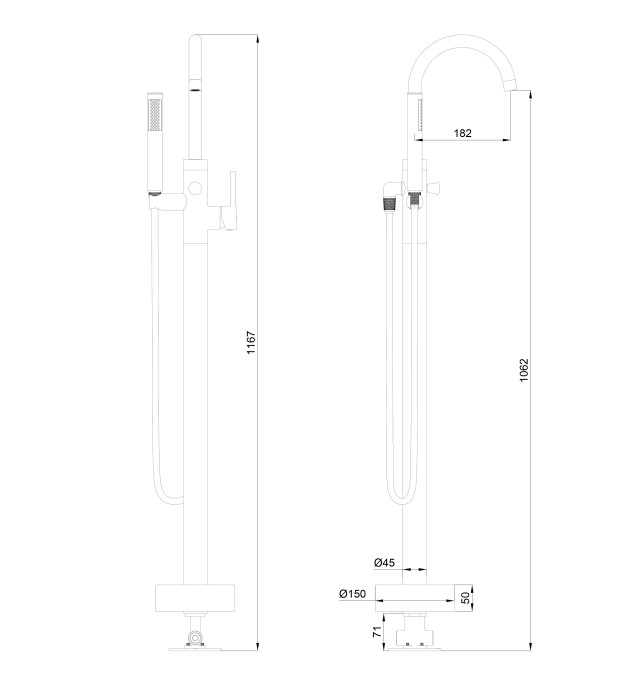 Смеситель для ванны напольного монтажа, Wonzon & Woghand Stick, WW-88649017-BG цвет: золото