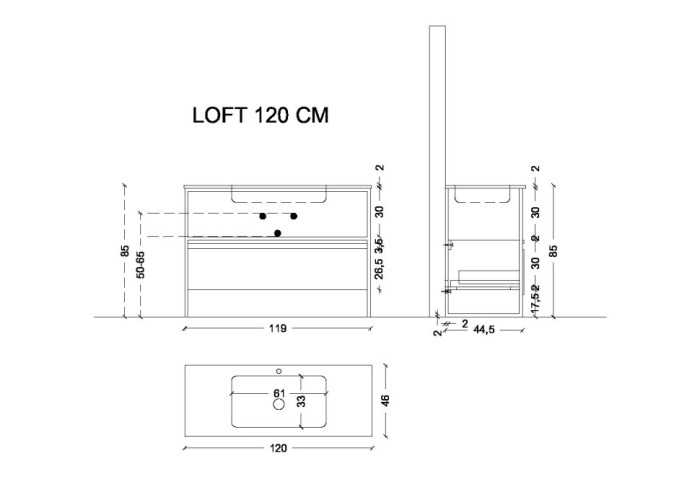 Ящик под консоль 120 dark wood, 1 полка, Boheme Loft - 894-120-D
