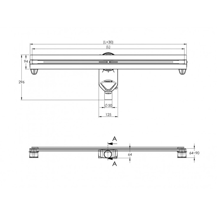 Душевой лоток BERGES SUPER line 750, матовый хром, S-сифон D50 H60, арт.090182