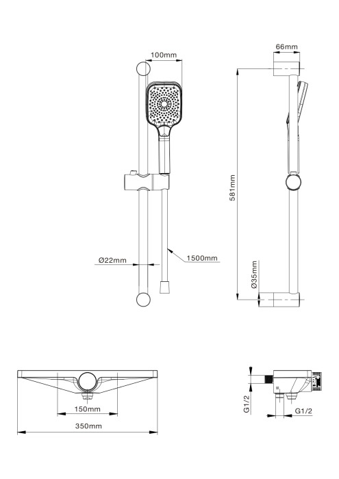 Смеситель для ванны с душем, Wonzon & Woghand, WW-B2551-A-CR цвет: хром