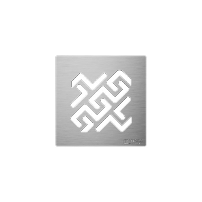 Душевой трап BERGES ZENTRUM Antik 100х100, матовый хром, выпуск D50/75/110 H74, арт.090464