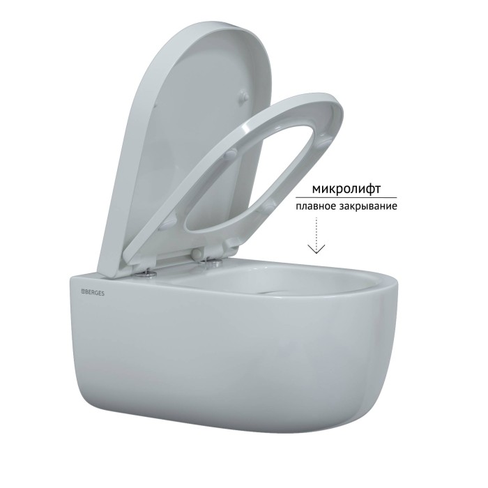 Комплект для монтажа подвесного унитаза EGO XL: инсталляция NOVUM525, кнопка L5 черная, сиденье Toma SO, Berges арт. 043234