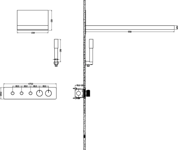 Встроенная душевая система с термостатом, золото, FUSION Boheme 131-G