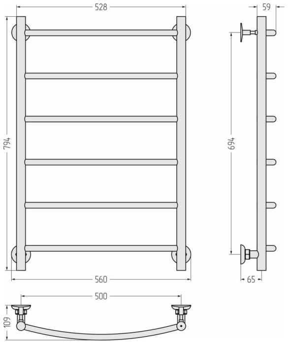Стилье Водяной полотенцесушитель 800x500, Версия-Н2, 12622-8050 цвет: белый