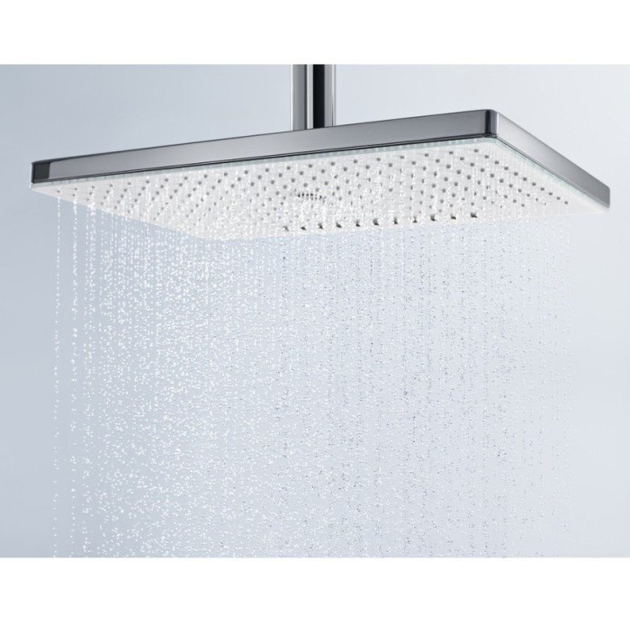 Верхний душ с потолочным кронштейном скрытого монтажа Rainmaker Select Hansgrohe, белый, хром арт. 24002400