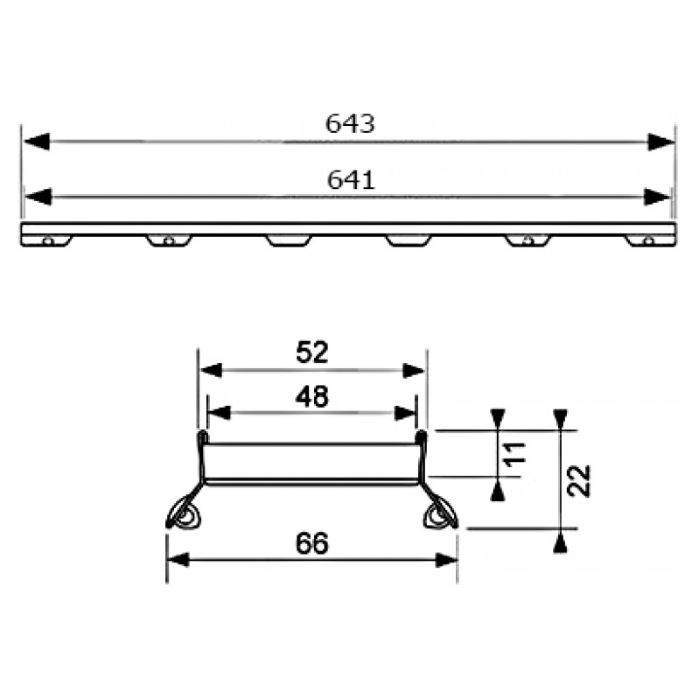 Лоток "plate ii", 700 мм, основа для плитки, с полированным видимым краем, нержавеющая сталь, plate ii TECE арт. 600772