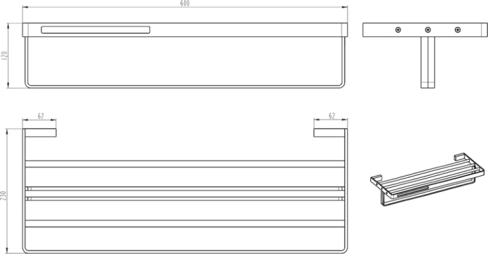 Полка для полотенец, Q, Boheme 10947-G-B