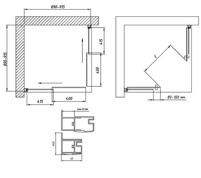 Душевой уголок Vegas Glass ZA Tur Novo 90х90х200см, стекло прозрачное 6мм, профиль золото арт. ZA TUR NOVO 90 09 01