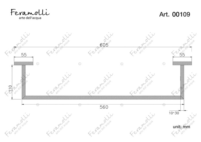 Стеклянная полка, хром, Maggiore Feramolli - CL109
