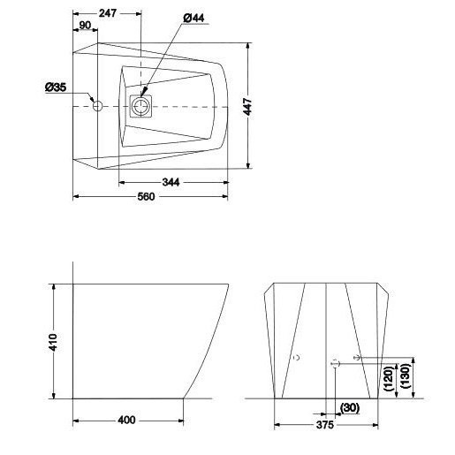 Биде напольное, Jewelhex TOTO, BT681V#XW цвет: белый