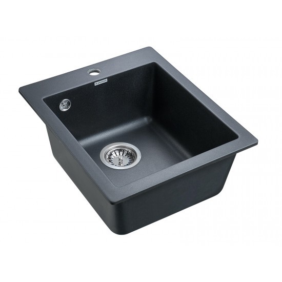 Мойка для кухни гранит 415х490 Paulmark KANTE 40, черный металлик - PM104249-BLM