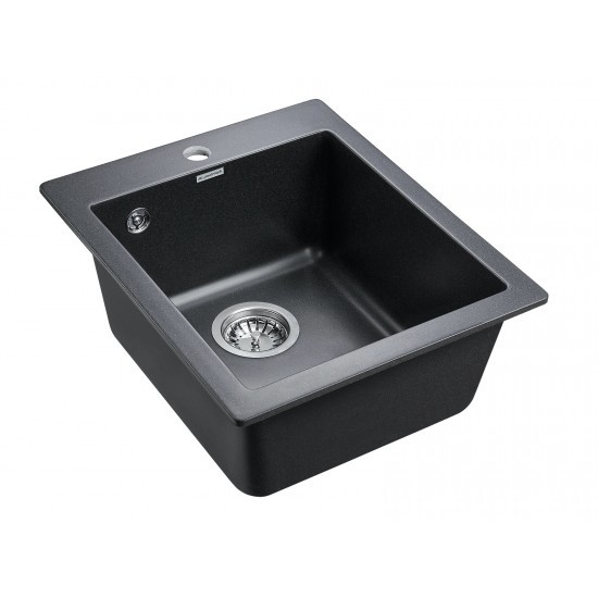 Мойка для кухни гранит 415х490 Paulmark KANTE 40, черный металлик - PM104249-BLM
