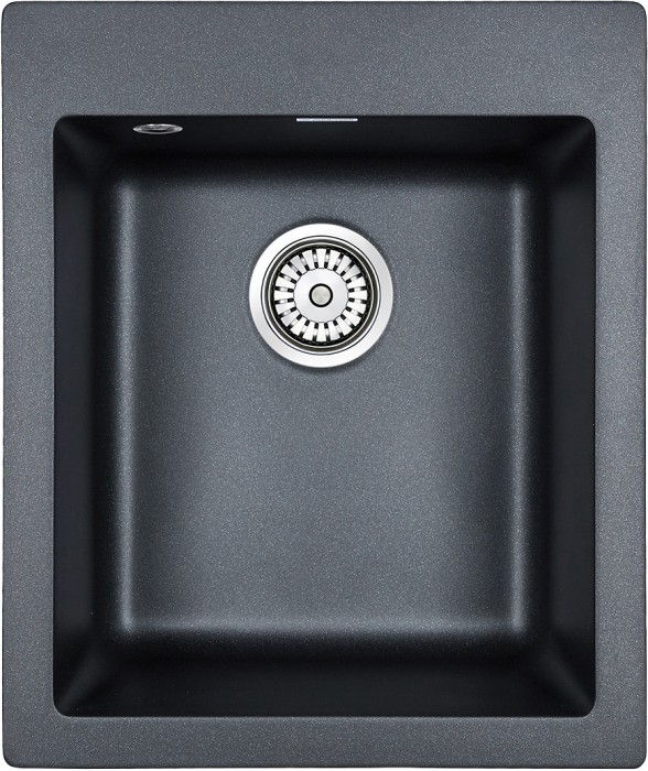 Мойка для кухни гранит 415х490 Paulmark KANTE 40, черный металлик - PM104249-BLM