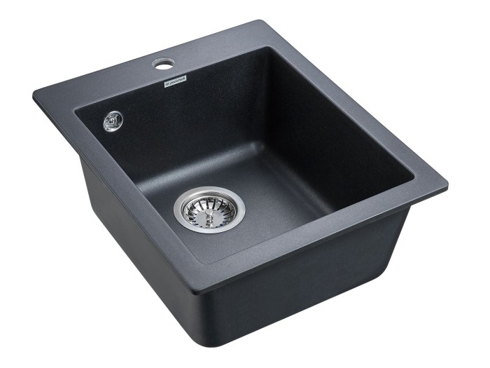 Мойка для кухни гранит 415х490 Paulmark KANTE 40, черный металлик - PM104249-BLM