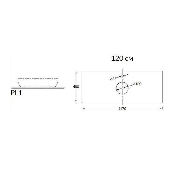 Столешница из керамогранита Риальто 120см, Plaza Kerama Marazzi, бежевый - PL1.SG560420R\120