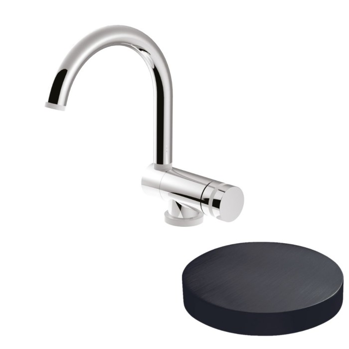 Смеситель для раковины, опускающийся и поворотный излив 17.6 см, без донного клапана, Giulini My ring, ганметал арт. MR0030/SCCRNS